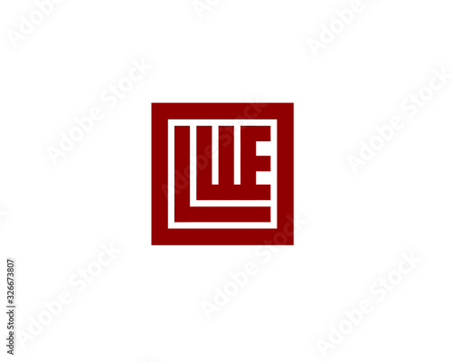 square monogram anagram lettermark logo of letter l w e 