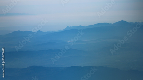 Mountains at dawn, aerial view, Rhodes, Greece © VP