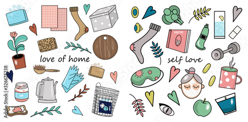  Set of stickers about love for home and for yourself
