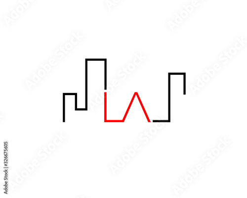 Los Angeles LA skyline landmark landscape wordmark logo