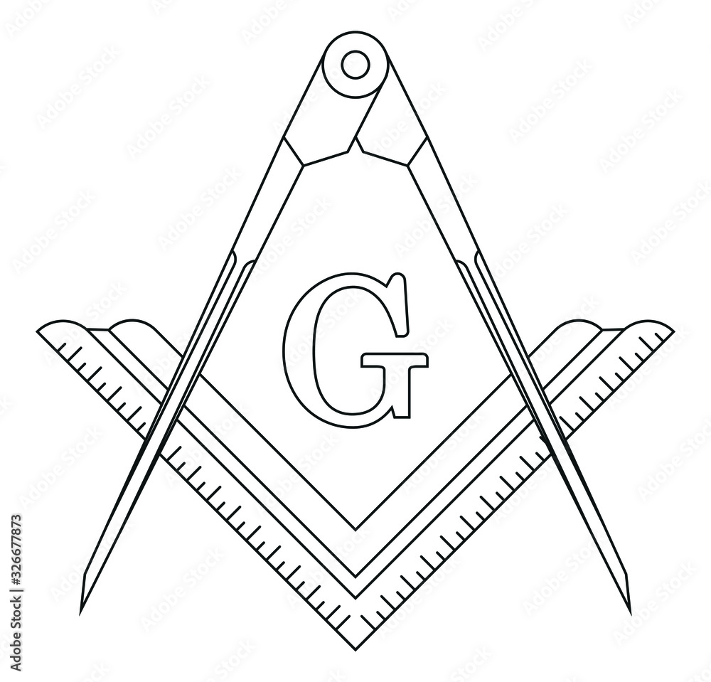 Simple masonic square, compass. Geometry Symbols. Stock Vector Adobe