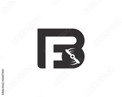 monogram anagram lettermark logo of letter B F plane propeller spinning
