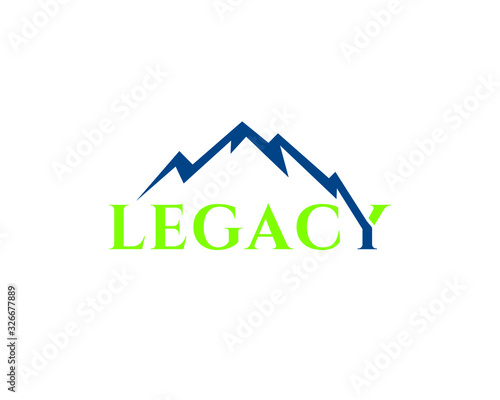 legacy wordmark logo with mountain as background