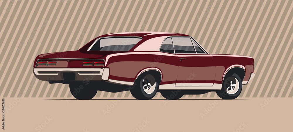 Muscle car in vintage colors. Vector illustration. Stock Vector | Adobe ...