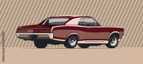 Muscle car in vintage colors. Vector illustration.