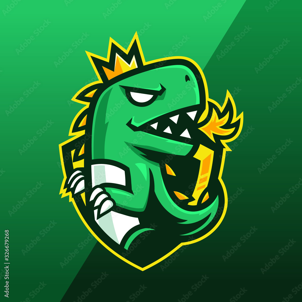 green Dinosaur mascot logo design green Dinosaur mascot logo design