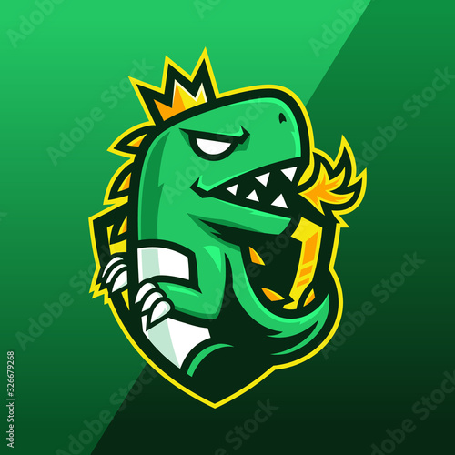 green Dinosaur mascot logo design