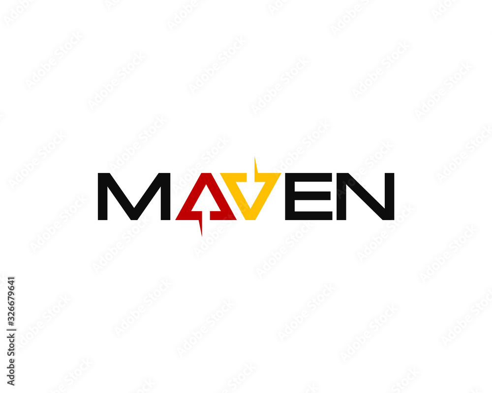 maven wordmark logo with letter A and V as Up Down arrow head