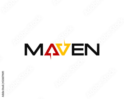 maven wordmark logo with letter A and V as Up Down arrow head