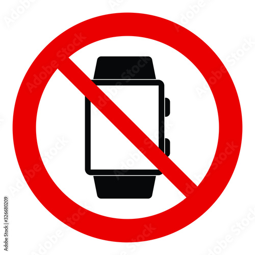  No watch vector. Not allow no smart watch. The red circle prohibiting sing 