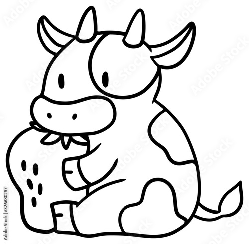 いちごを持った牛のイラスト