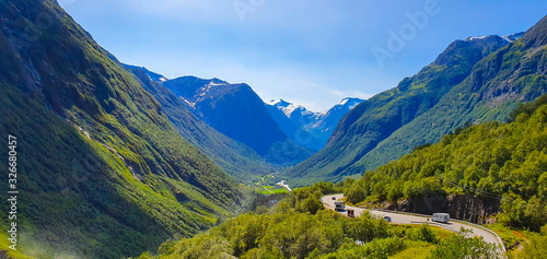 valley with road in the summer in Norway