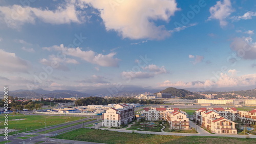Olympic village timelapse. Complex of dwelling-houses, where the sportsmen of the Olympic games lived 2014 year