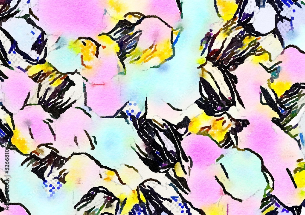 Fototapeta premium Watercolor paper background. Abstract Painted Illustration. Brush stroked painting.