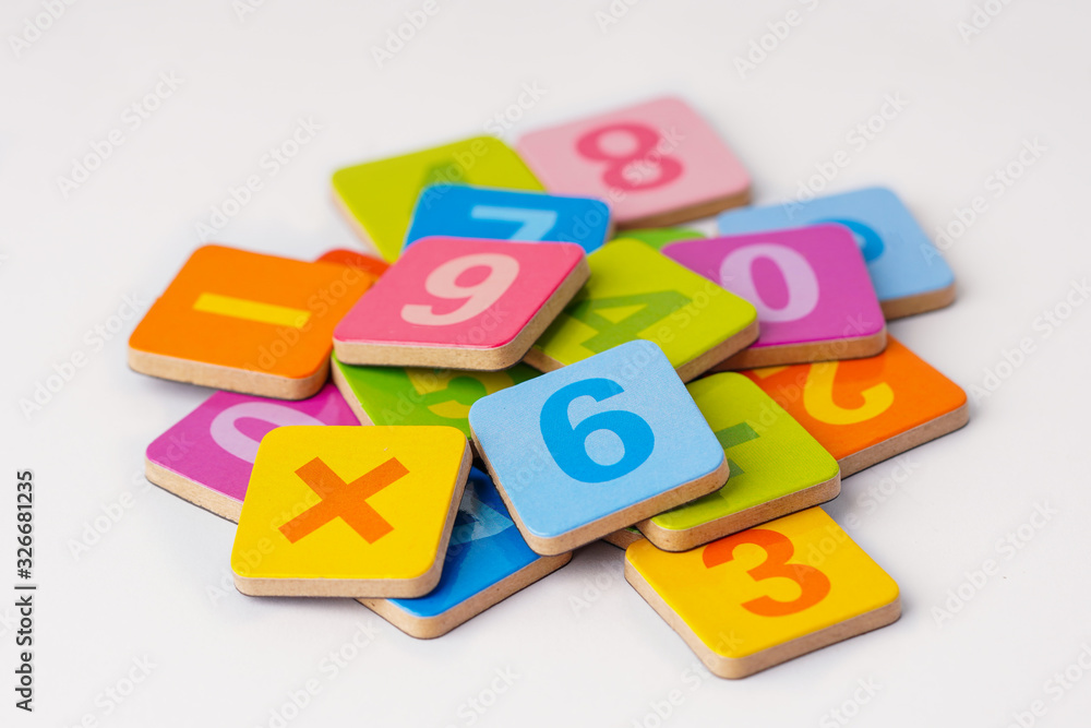 Math Number colorful on white background : Education study mathematics learning teach concept. Math Number colorful on white background : Education study mathematics learning teach concept.