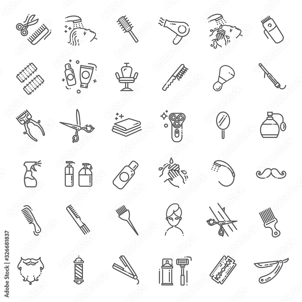 Barbershop and beauty salon vector icons set Barbershop and beauty salon vector icons set