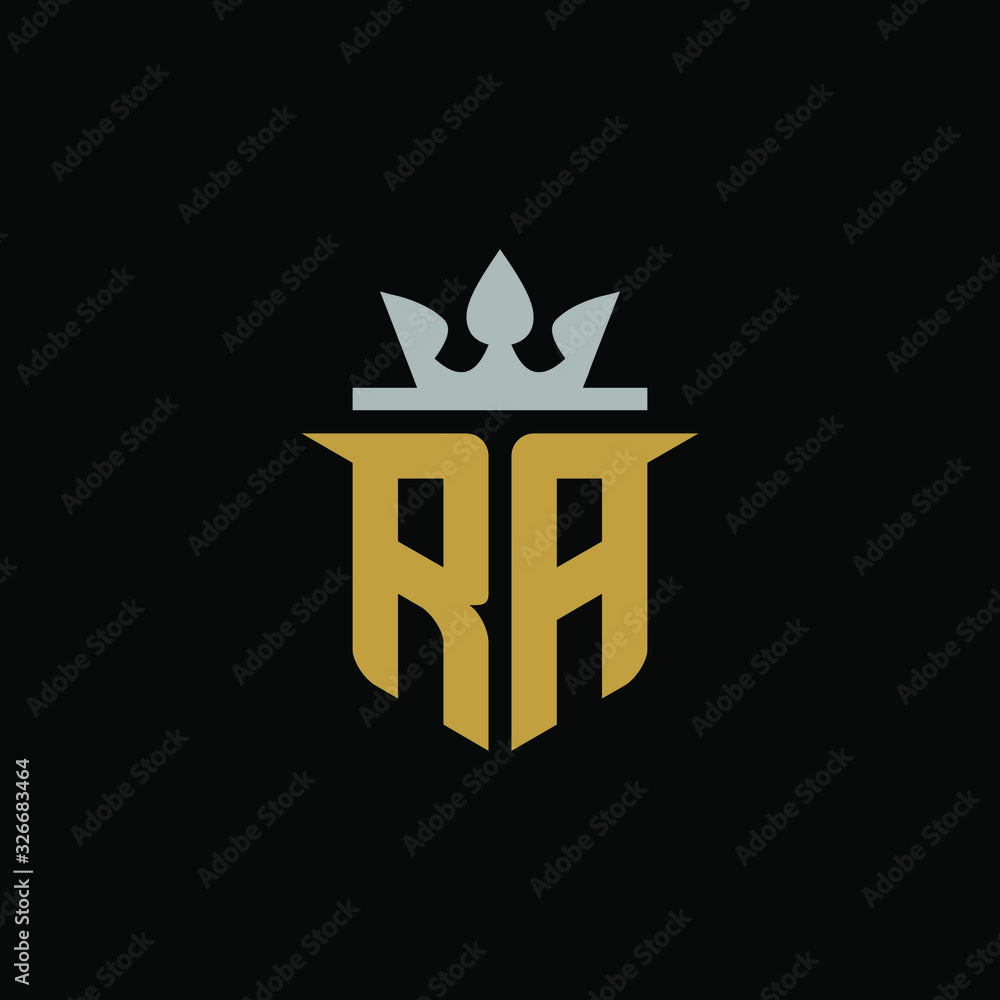 Initial Letter RA with Shield King Logo Design Initial Letter RA with Shield King Logo Design