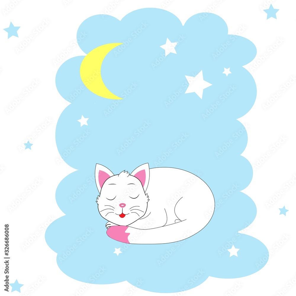 cute white cat illustration vector cute white cat illustration vector