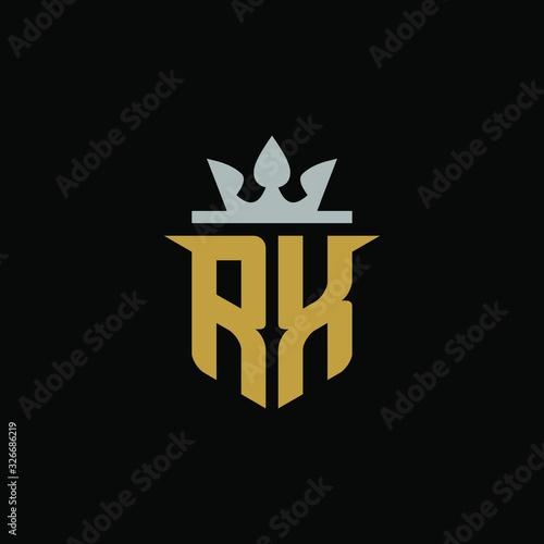 Initial Letter RX with Shield King Logo Design