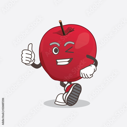 Apple cartoon mascot character making Thumbs up gesture