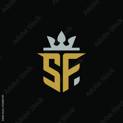 Initial Letter SF with Shield King Logo Design