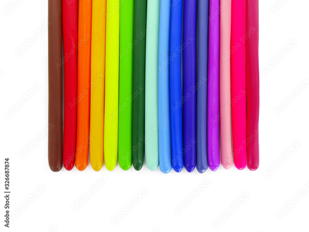 Multi-colored balloons for twisting isolated on a white background.