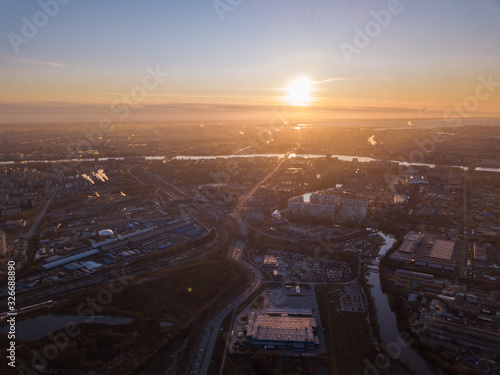 sunset over the city