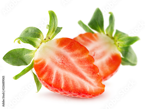 halves of strawberry isolated on a white background