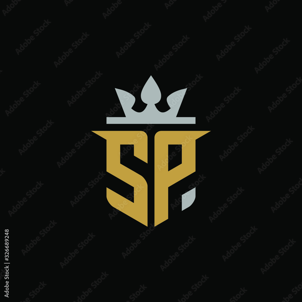 Initial Letter SP with Shield King Logo Design Initial Letter SP with Shield King Logo Design