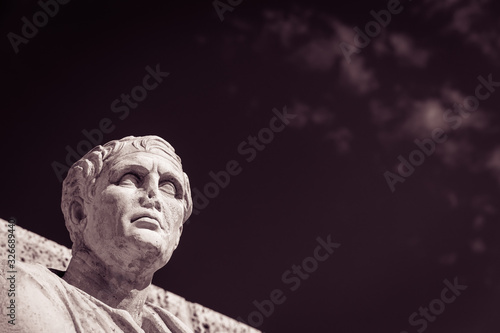 Bust of Menander in the Theatre of Dionysus - black and white