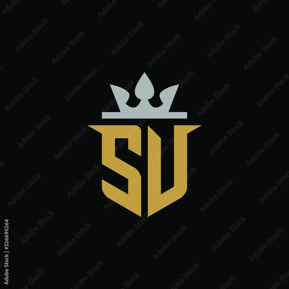 Initial Letter SV with Shield King Logo Design Initial Letter SV with Shield King Logo Design