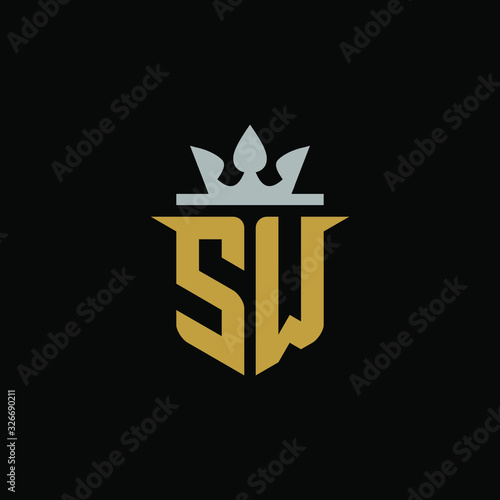 Initial Letter SW with Shield King Logo Design
