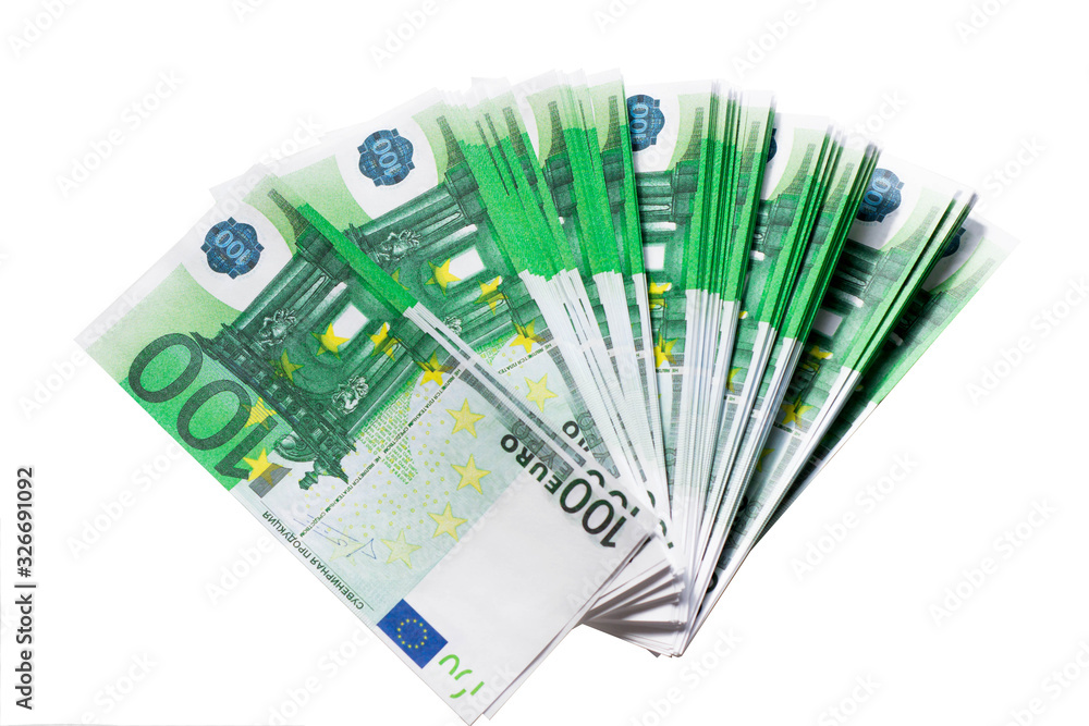 Euro banknote isolated on a white background with a face value of 100 Euro banknote isolated on a white background with a face value of 100