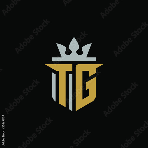 Initial Letter TG with Shield King Logo Design
