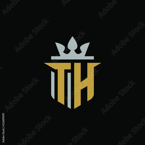 Initial Letter TH with Shield King Logo Design