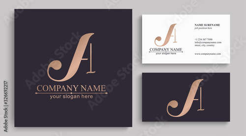 A letter monogram. Elegant luxury logo. Calligraphic style. Corporate identity and personal logo. Vector design.