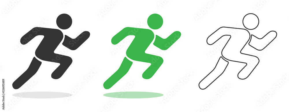Running man, silhouette of a running man. Vector, cartoon illustration.