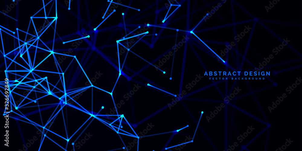 Geometric abstract background with connected line and dots  for your presentation. Digital technology  and network connection.  vector illustration