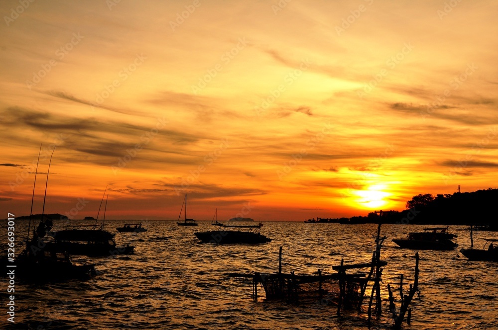 Sunset view at the sea on Koh Samet