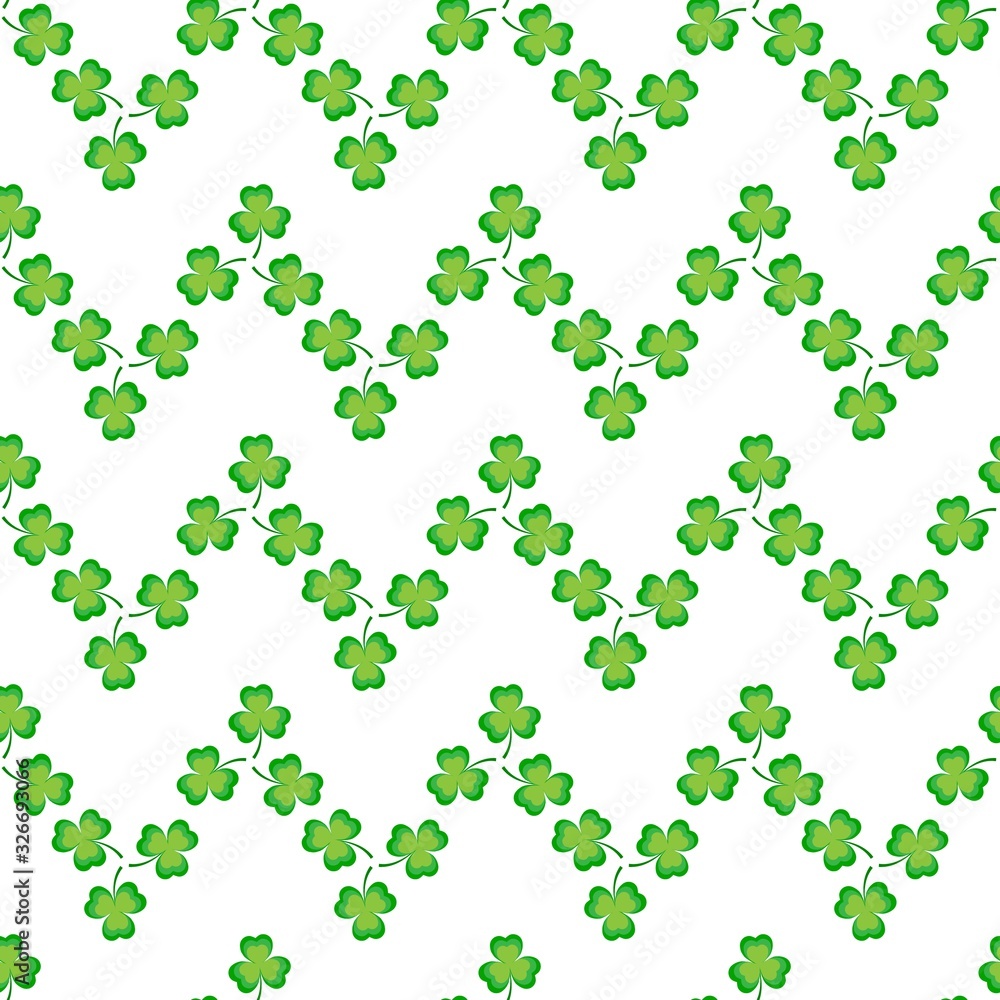 Clover leaf seamless pattern. Symbol fortune, success, traditional ireland festival, holiday St. Patrick. Modern texture. Color template for prints, wrapping, wallpaper, etc. Vector illustration. Clover leaf seamless pattern. Symbol fortune, success, traditional ireland festival, holiday St. Patrick. Modern texture. Color template for prints, wrapping, wallpaper, etc. Vector illustration.