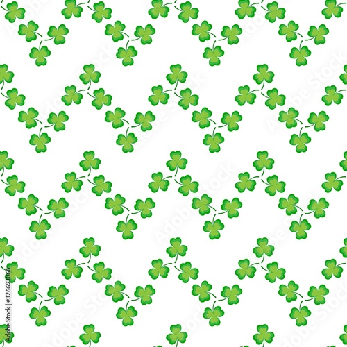 Clover leaf seamless pattern. Symbol fortune, success, traditional ireland festival, holiday St. Patrick. Modern texture. Color template for prints, wrapping, wallpaper, etc. Vector illustration.