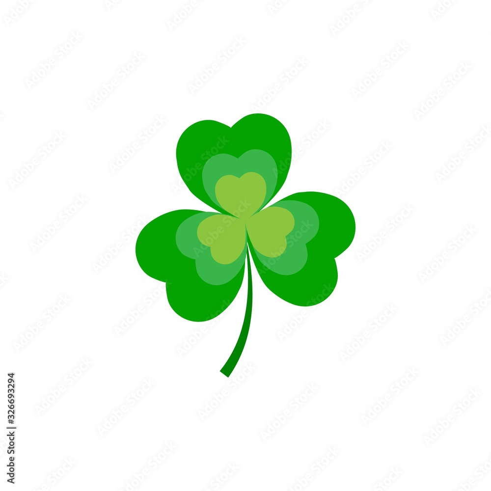 Clover leaf on white background. Symbol fortune, success, traditional ireland festival, holiday St. Patrick. Modern texture. Color template for prints, wrapping, wallpaper, etc. Vector illustration Clover leaf on white background. Symbol fortune, success, traditional ireland festival, holiday St. Patrick. Modern texture. Color template for prints, wrapping, wallpaper, etc. Vector illustration