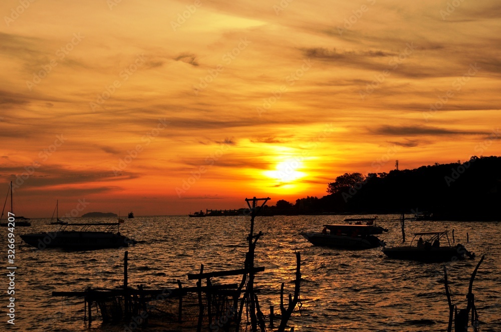 Sunset view at the sea on Koh Samet