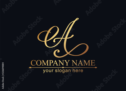 A letter monogram. Elegant luxury logo. Calligraphic style. Corporate identity and personal logo. Vector design.