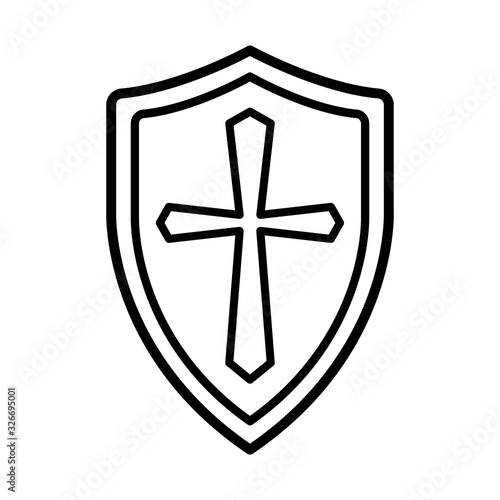 crusader knight shield line icon