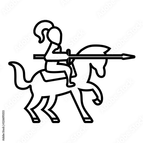 crusader knight horseman line icon