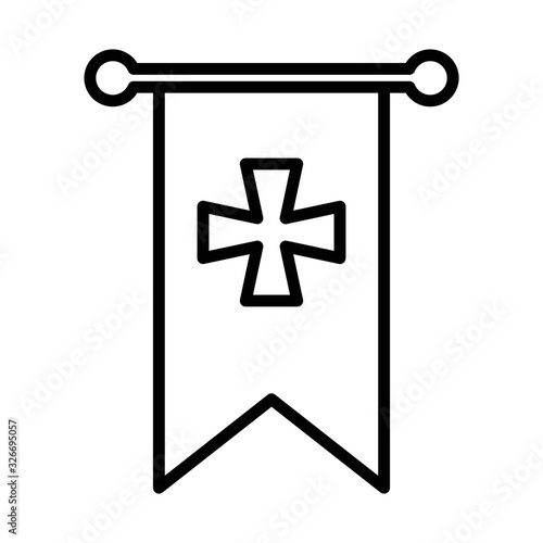 crusader knight banner line icon