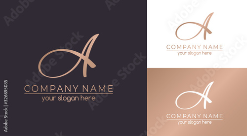 A letter monogram. Elegant luxury logo. Calligraphic style. Corporate identity and personal logo. Vector design.