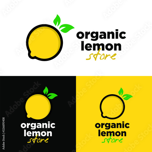 Organic lemon store logo vector design