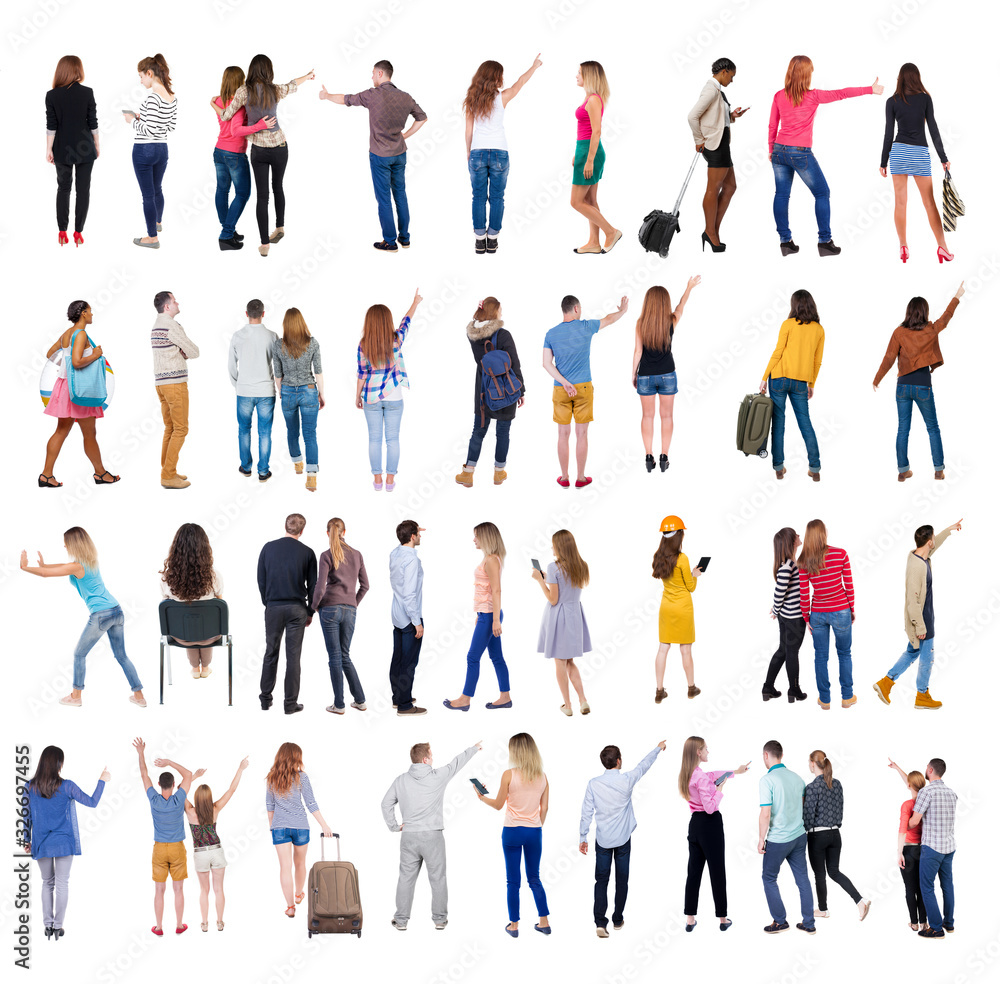Collection Back view people. Rear view people set. Collection Back view people. Rear view people set.